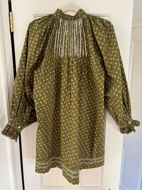 Doen Beatrice Floral Dress - Olive Green - Small